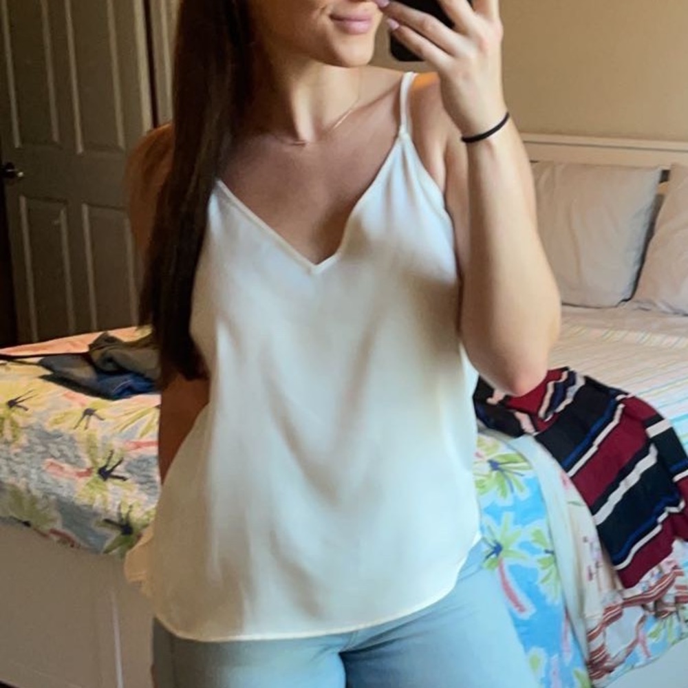 White silk spaghetti strap blouse